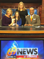 From left: Host Eve Russo, daughter, 8-year-old Ava, Caitlin, and host Jaciel Cordoba. 