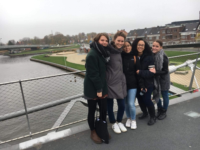 Gionna Pembroke ’20 (second from right) pictured in Kortrijk, a city in Belgium. (Photos courtesy of Gionna Pembroke)