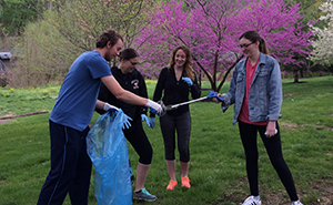 Members of the Green Team help spruce up campus for Earth Week.