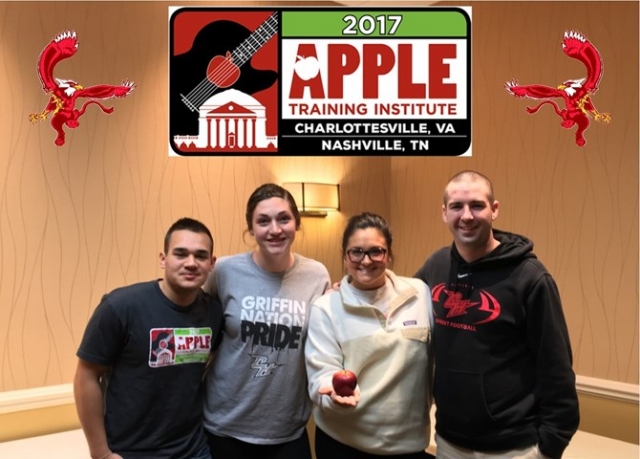 Griffins at APPLE Conference (1/12/17), L to R: Devan Martinez, Samantha Gelfan, Peyton Reno, and Kevin Clancy