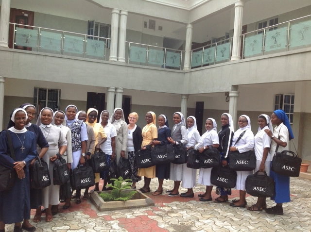 Sister Lisa (center) with a group of sisters from the African Sisters Education Collaborative.