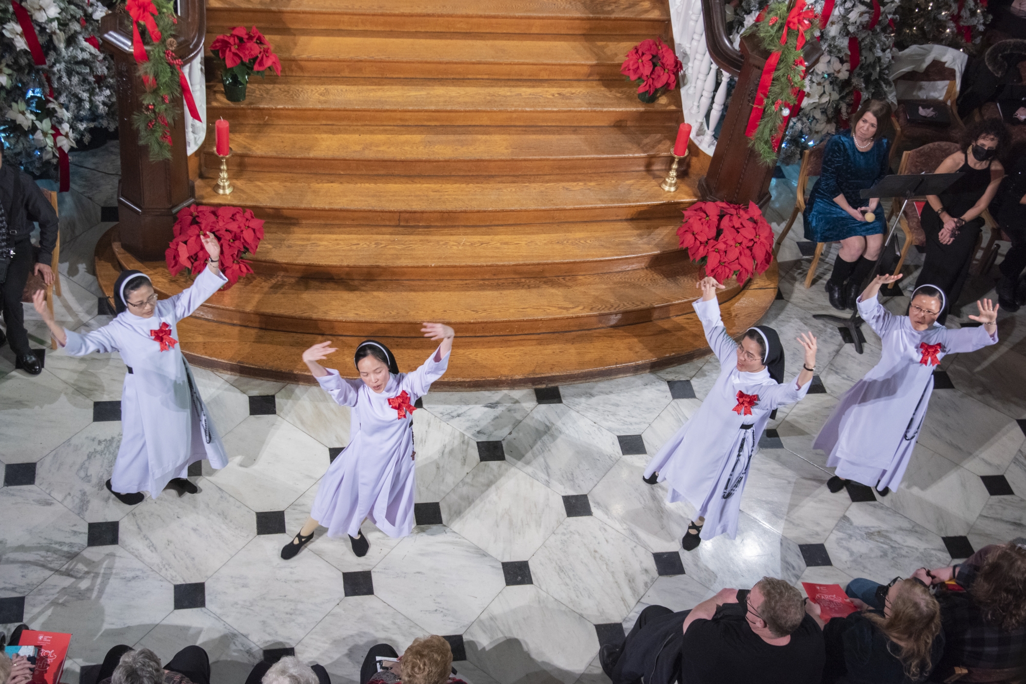 Set to the tune of 'Silent Night,' Dominican sisters performed a beautiful religious dance during Carol Night. 