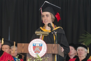 Leann Burke '16 gives the opening remarks at Commencement.