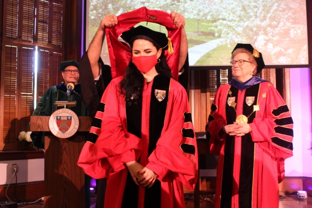 Celebrating academic achievement, CHC PsyD graduates returned to campus for their formal hooding ceremony, where their dissertation advisor received the honor of placing the hood.