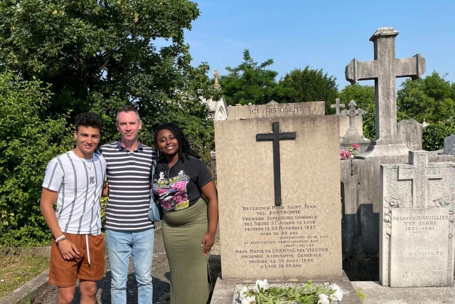 L to R: Matt Velez, Ryan Murphy, and Skye Bennett enjoyed an immersion experience in Le Puy and Leon, France this past summer.