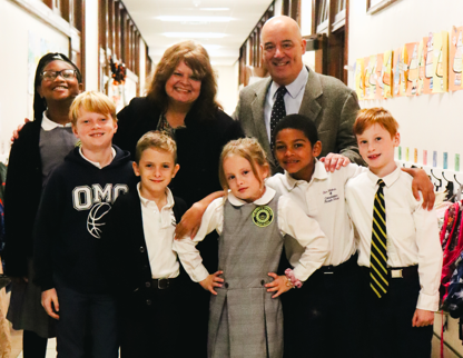 OMC Principal Patricia Sheetz, Ed.D., and CHC President William W. Latimer, Ph.D., M.P.H., were all smiles as they met with OMC students in support of the new grant collaborations.
