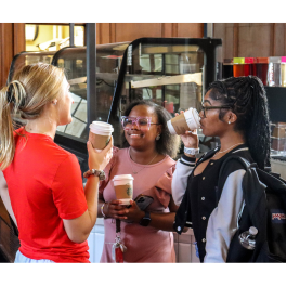 Students enjoying the new Starbucks on campus.