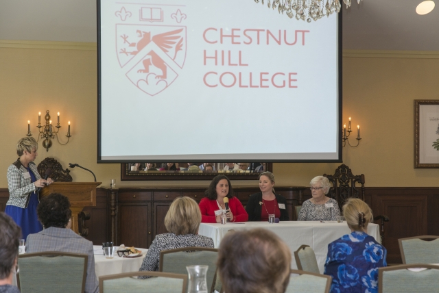 Mary Katherine Ortale '16, Cathy Lockyer Moulton '92 and Regina Maxwell Schwille '66 talk about their involvement with the College.