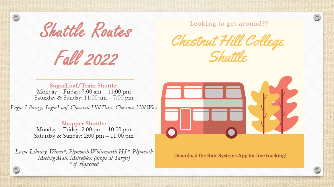shuttle schedule graphic - times and locations below