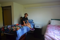 Jenna Lewis in her dorm room