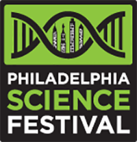 Philadelphia Science Festival. DNA strand with Philadelphia skyline instead of codons