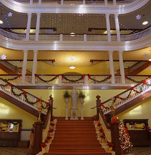 The rotunda in St. Joseph decorated in garland and wreaths