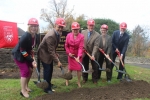 Chestnut Hill College President, Carol Jean Vale, SSJ, Ph.D. was joined by Sisters of Saint Joseph Congregation President, Sister Maureen Erdlen, CHC Chair of the Board of Directors, Cathy Lockyer Moulton ’92, board members Ron Zemnick and Mike Fitzpatrick, and State Rep. Chris Rabb, in officially starting the groundbreaking process.  