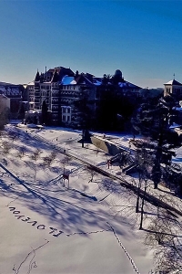 Taken last year via a drone camera, this is still one of our favorite photos of Chestnut Hill College in the snow.