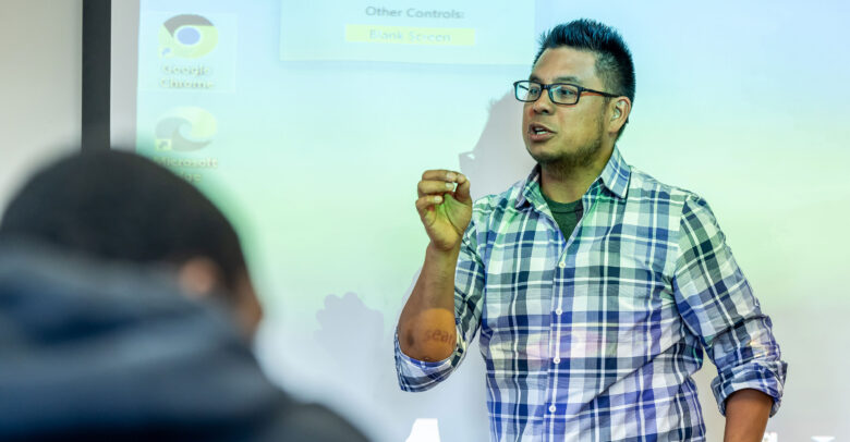 A professor leading a classroom discussion