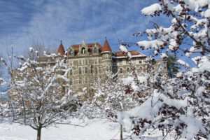 Chestnut Hill College campus blanketed in snow
