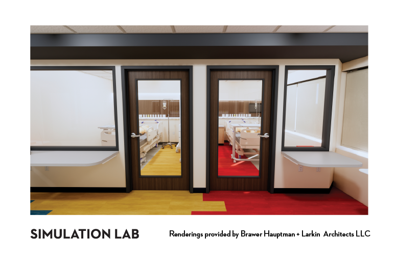 Rendering of simulation lab in new Nursing Center