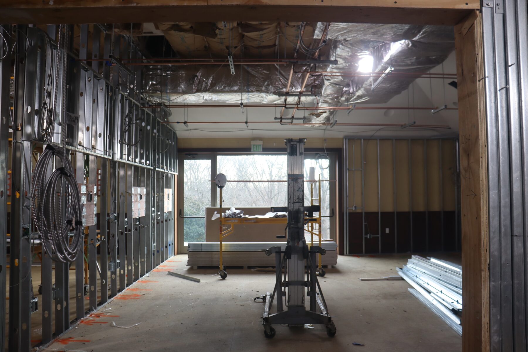 nursing renovation is underway; shown here is the construction in progress