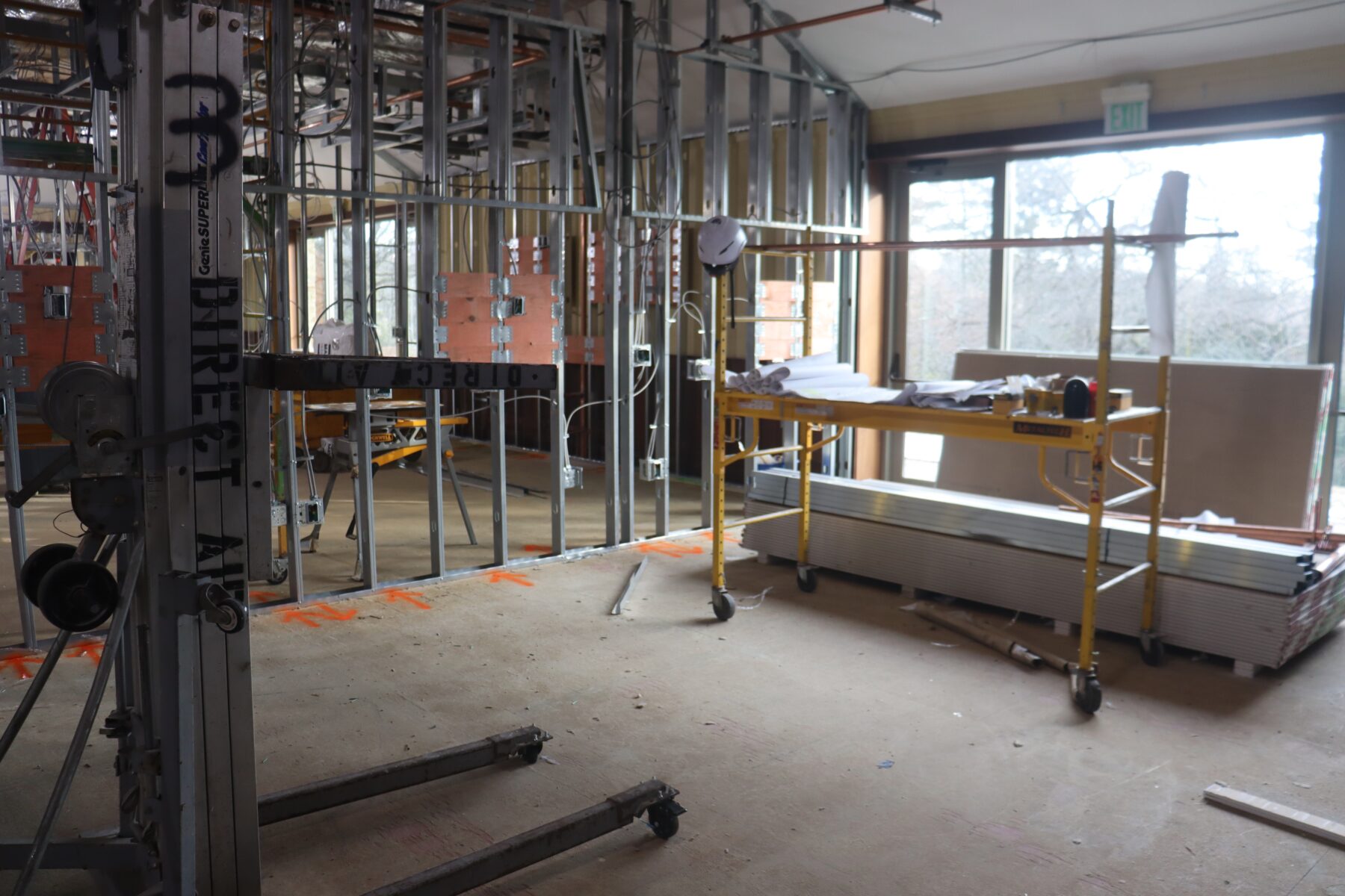 nursing renovation is underway; shown here is the construction in progress