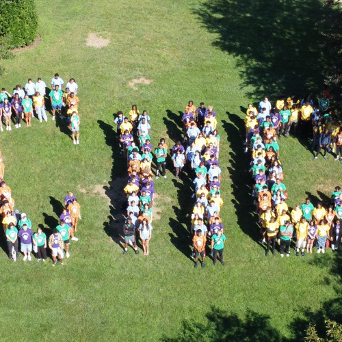 CHC letters spelled out with people