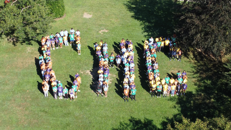 CHC letters spelled out with people