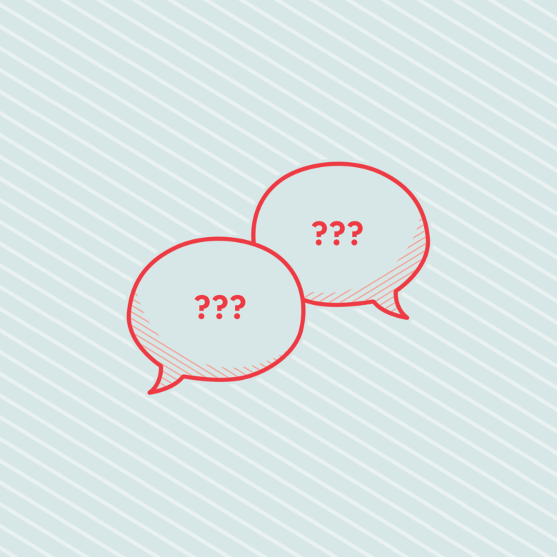 icon of two speech bubbles with question marks inside